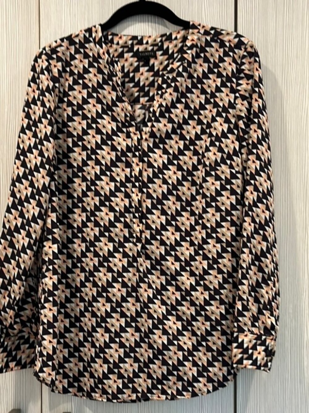Talbots | Geometric Blouse | Peach Tan Black White | Medium